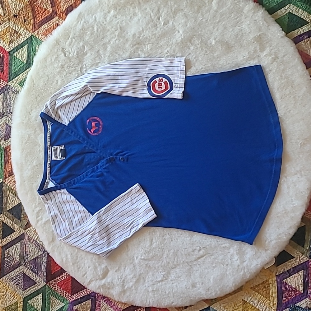 Victoria's Secret PINK Chicago Cubs Baseball Jersey Rhinestone Raglan Top